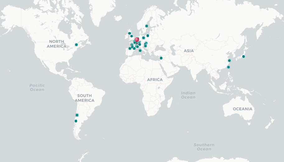 Mapa del mundo con las referencias de Mobiped